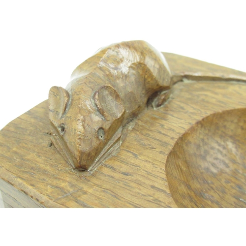 2063 - Robert Mouseman Thompson - oak ashtray, carved with signature mouse, W10cm D7cm