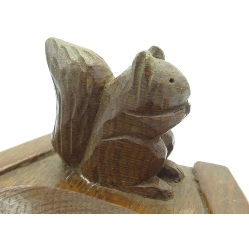 2070 - Wilf Squirrel Man Hutchinson - oak horseshoe ashtray, carved with signature squirrel, W12cm D11cm H7... 