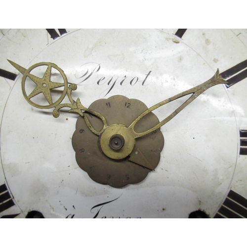 52 - Peyrot a Tence C19th French Comtoise wall clock domed white enamel dial set with Roman numerals in r... 