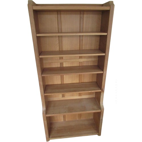 2011 - Robert Mouseman Thompson - large oak bookcase with galleried top, four adjustable and one fixed shel... 
