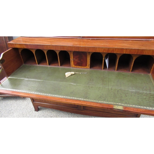 2305 - Geo. IV mahogany secretaire bookcase with moulded cornice above a pair of astragal glazed doors and ... 