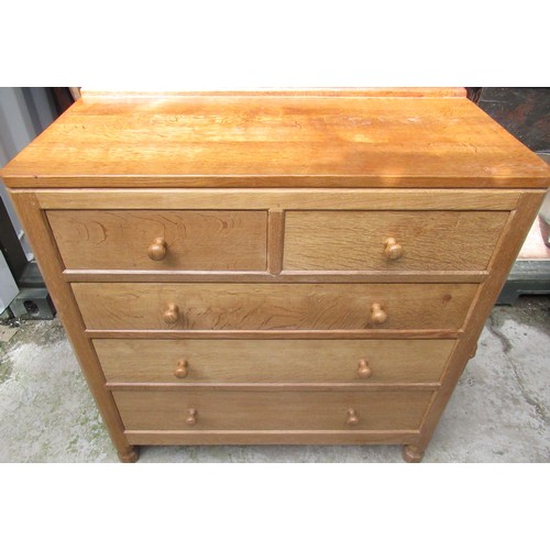 2012 - Robert Mouseman Thompson - oak chest of drawers with raised back and two short above three long draw... 