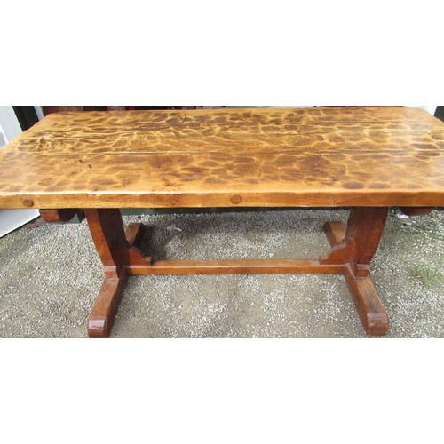 2077 - Yorkshire Oak - a large oak refectory style dining table, made by Osmotherley carpenter Dickie Danie... 