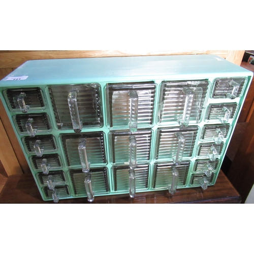 121 - Art deco period Gerriy chemist type cabinet with painted wooden frame containing 6 large glass dispe... 