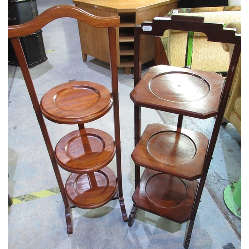 124 - Mahogany 3 tier art deco cake stand and another similar cake stand (2)