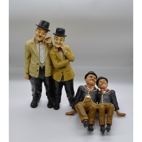 246 - Large print of Laurel and Hardy and three sets of ceramics including 