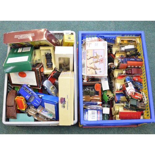 257 - Vast collection of toy cars including Vanguard, Corgi, Matchbox etc. (two boxes)