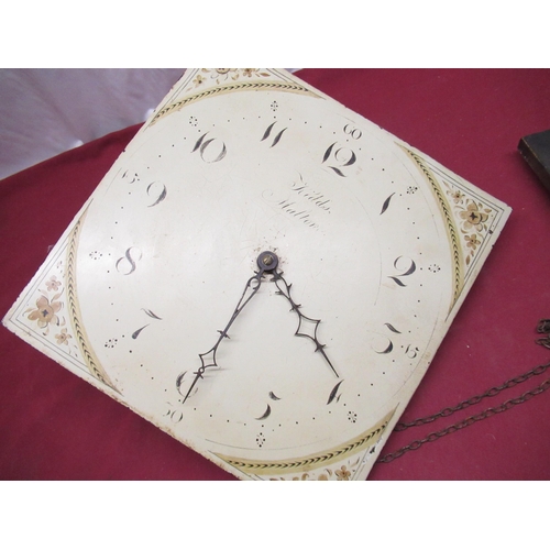 567 - Kidds, Malton, Early C19th 30 hour long case clock movement with square painted dial W33cm
