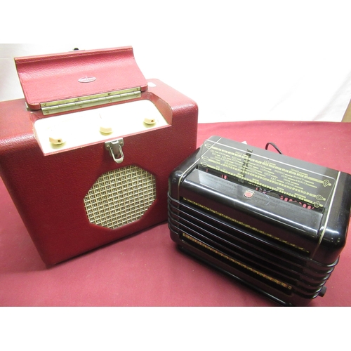 69 - Roberts 55769 1950's mains - portable radio in red rexcine case and a mid 1940's Philips type209u-15... 