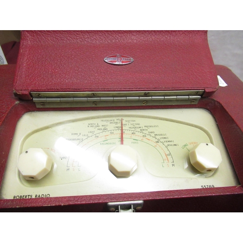 69 - Roberts 55769 1950's mains - portable radio in red rexcine case and a mid 1940's Philips type209u-15... 