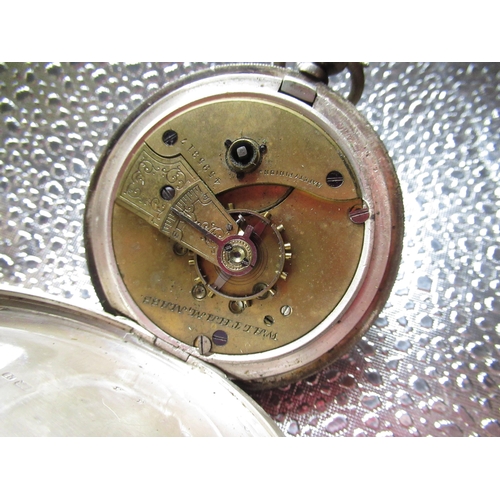 222 - Waltham Victorian hallmarked silver cased keywind open faced pocket watch, white enamel Roman dial w... 