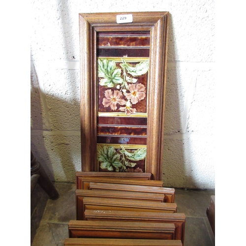 229 - Collection of various R Johnson & Co and other tiles, the majority floral designs, framed (16)