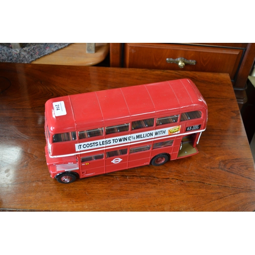 214 - Tin double decker model bus