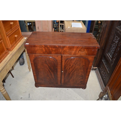 189 - Victorian mahogany chiffonier base with two frieze drawers above two panel doors W95cm D43.5cm H92cm