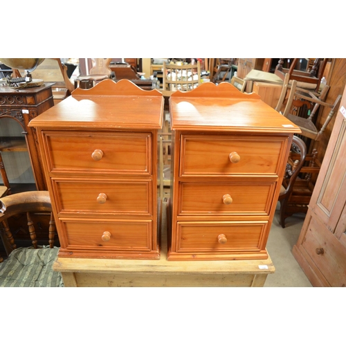 190 - Pair of pine three drawer bedside chests