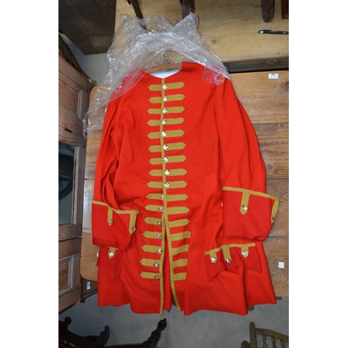 206 - Re-enactors officers red coat with gilt button and a re-enactors tunic (2)