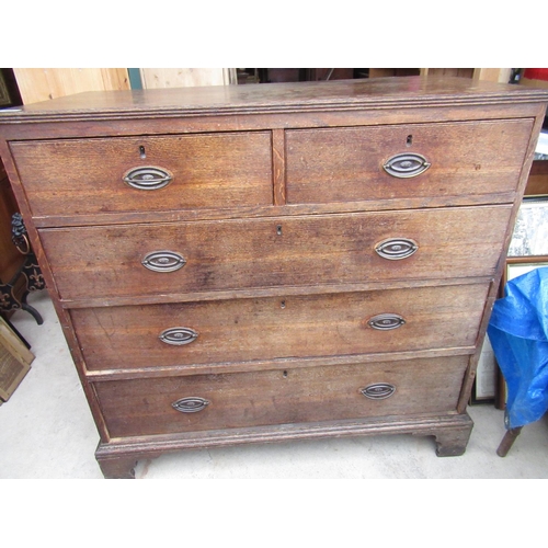 185 - C19th oak chest of two short above three long drawers on bracket feet (A/F)