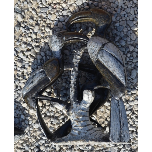 230 - Eastern carved softwood figures of garden Goddess H50cm and another two black figurines (4)