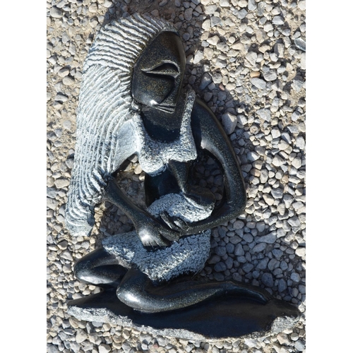 230 - Eastern carved softwood figures of garden Goddess H50cm and another two black figurines (4)