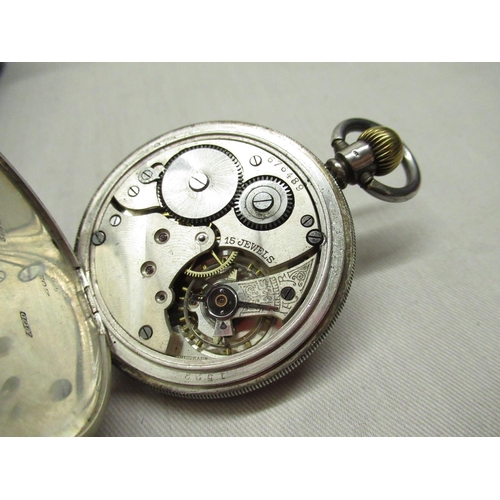 36 - Swiss, retailed by Harris Stone Leeds, silver cased open faced keyless pocket watch, white enamel di... 