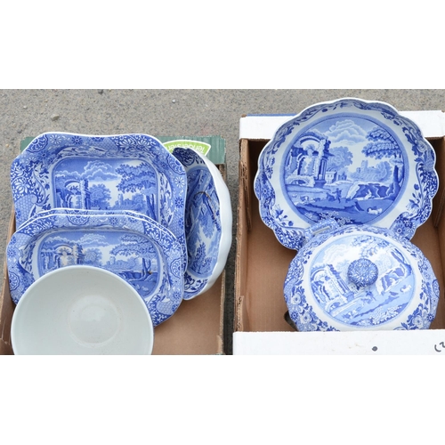 488 - Collection of Spode Italian pattern table ware including 2 shaped edge dishes, terrine and lid, larg... 