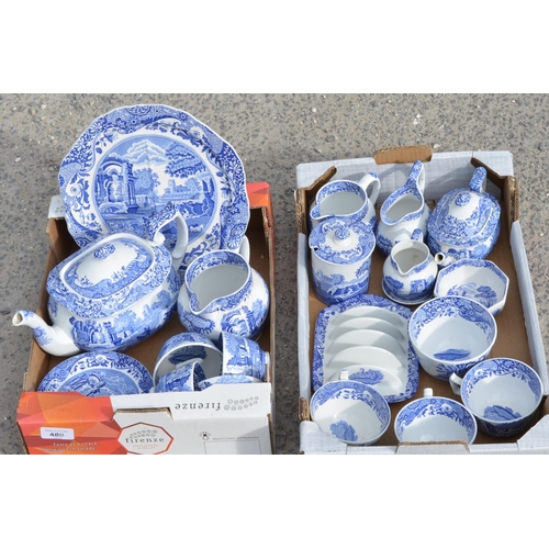 489 - Collection of Copland Italian pattern tea wares including 2 teapots, 4 various jugs, preserve and co... 