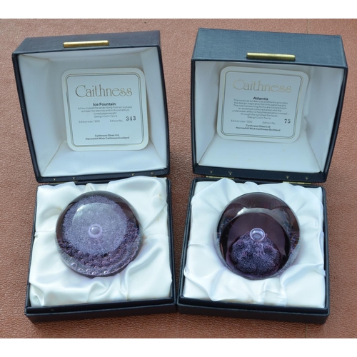 493 - Caithness paper weight- ice fountain 343/1500, Atlantis 75 / 1500, both boxed with certificates, Cai... 