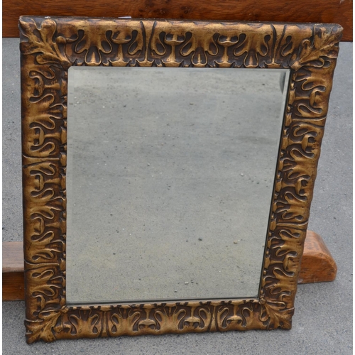 501 - rectangular wall mirror in molded relief gilt wood frame 65 x 56cm