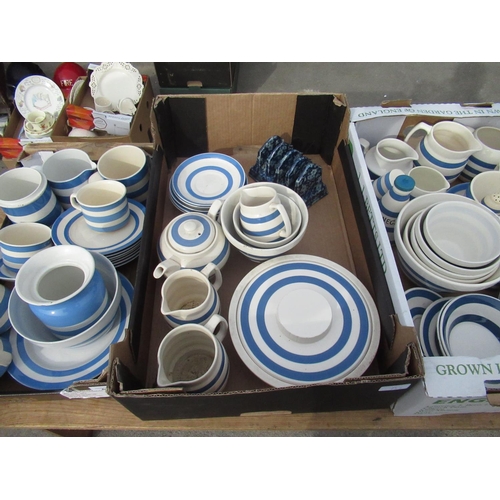 68 - T. G. Green & Co Ltd Cornish blue and white kitchen ware including mixing bowl, side plates, cups, j... 