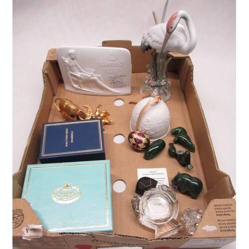 116 - Lladro model of a Heron with painted trademark impressed no. 1612, H20cm a Lladro plaque, Halcyon Da... 