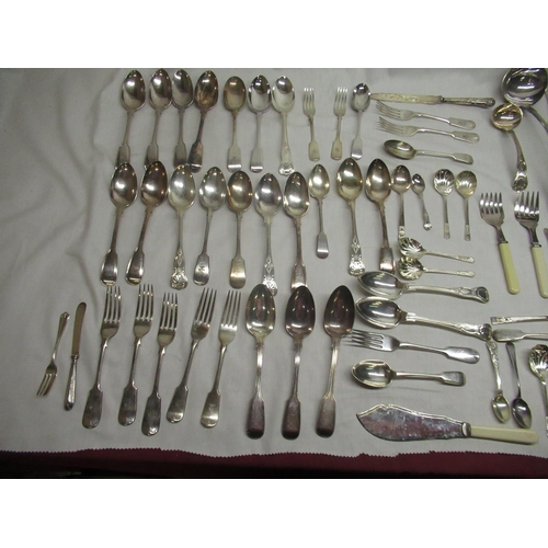 149 - Collection of Spoons, Forks and Knives, of which most are monogrammed