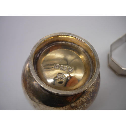 3 - Geo.V hallmarked silver sparrow beak cream jug, Birmingham 1938 and an octagonal napkin ring, Birmin... 