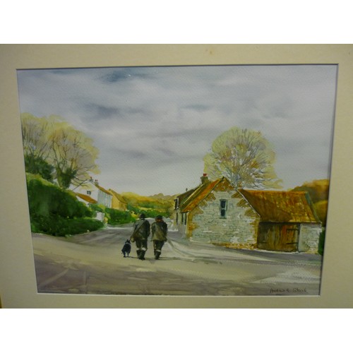 71a - Andrew G. Storrie B.W.S. (Contemporary): 'Winters Walk', watercolour, signed, 58cm x 68cm