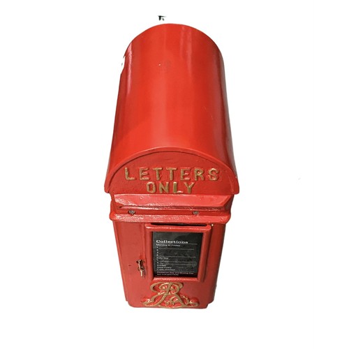 53 - Cast iron reproduction post box complete with key, marked with Ed.VII cypher