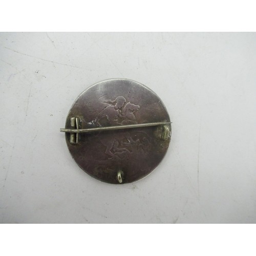 144 - Enamelled Crown Pin commemorating Queen Victoria's 1887 Jubilee and a Birmingham 1911 Silver Hallmar... 