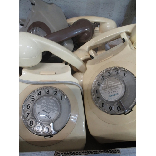 80 - 1980s BT8746G dial telephone in mushroom, three other 8746G telephones in ivory and three other simi... 