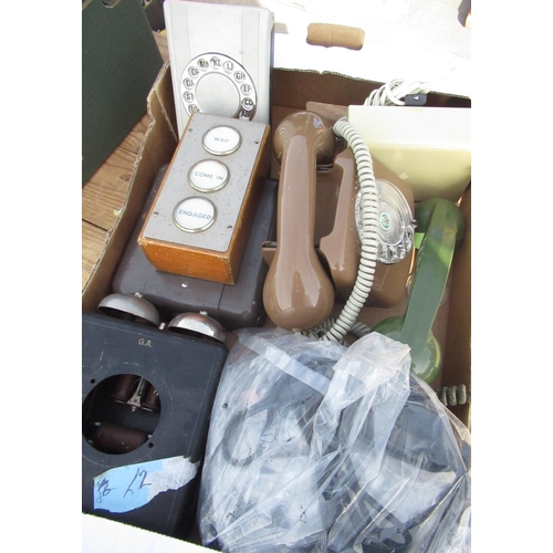 94 - 1970s BT QA1056 dial telephone with bell extension in mushroom and other telephone related items inc... 