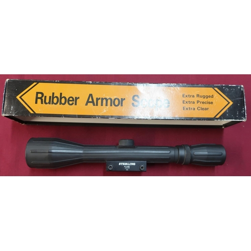 60 - Boxed Sterling Bisley Deluxe rubber armour scope, 4x40, L32cm