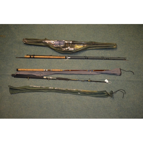 Four fishing rods including an as new Crivit outdoor multi fishing