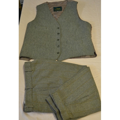 36 - Beaver Darby tweed waistcoat size 48, pair of Darby tweed breeks W32
