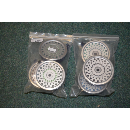 137 - 6 spare spools for Hardy 7 Marquis multi fly fishing real