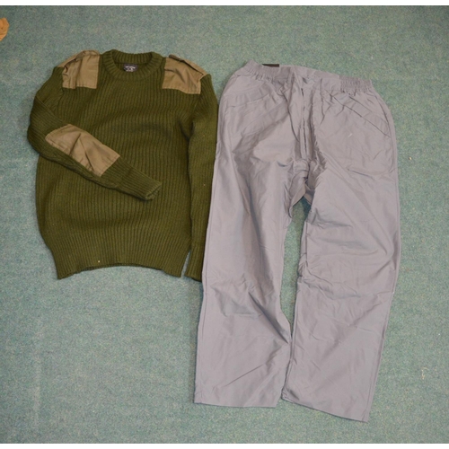 28 - 100% acrylic military style wooly pully XL and a pair of Pegasus trousers 40 waist with 29