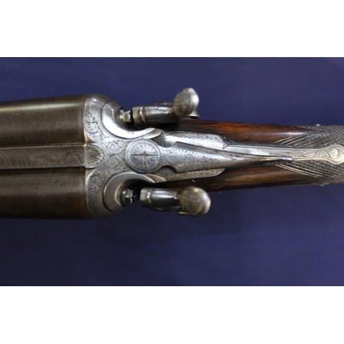 362 - Lyon & Lyon with association to J. Purdey side by side action hammer shotgun, 20B with fine engravin... 