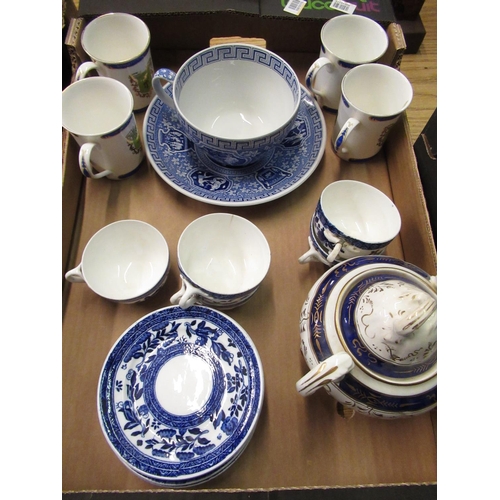 576 - Belfort blue & white cup & saucer set, mugs and Spode Blue Room Greek pattern, teacups/saucers etc.
