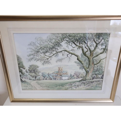 592 - Neil Taylor (British, 20th century): Cartmel from the Park, watercolour, signed, 36cm x 52cm, with A... 