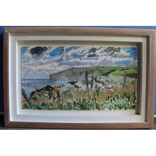 552 - Lucy M. Hainsworth (B.1935); ‘Flamborough,’ oil on board, signed, (No.46), 26.5cm x 48.5cm