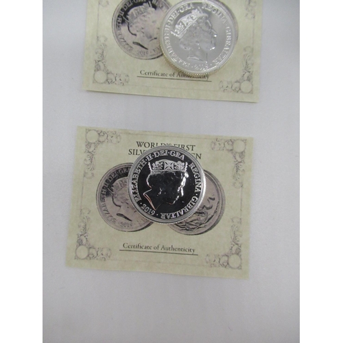10 - Three ERII Silver Sovereigns dated 2019 with COA (3) and a Sterling silver ingot charm L3.5cm Sheffi... 