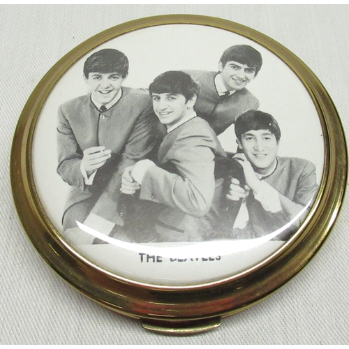 60 - 1960's The Beatles powder compact with central printed image of The Beatles in circular gilt case wi... 