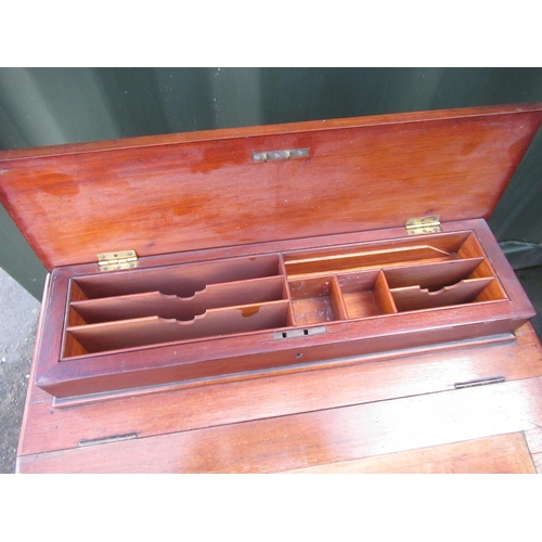 87 - Late Victorian mahogany Davenport pierced fret work gallery over stationery compartments, angled slo... 