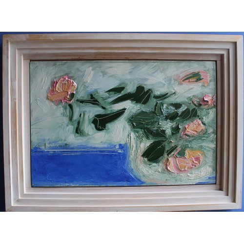 546 - George Hainsworth (B.1937); ‘Roses,’ oil on canvas, signed, 41cm x 61cm